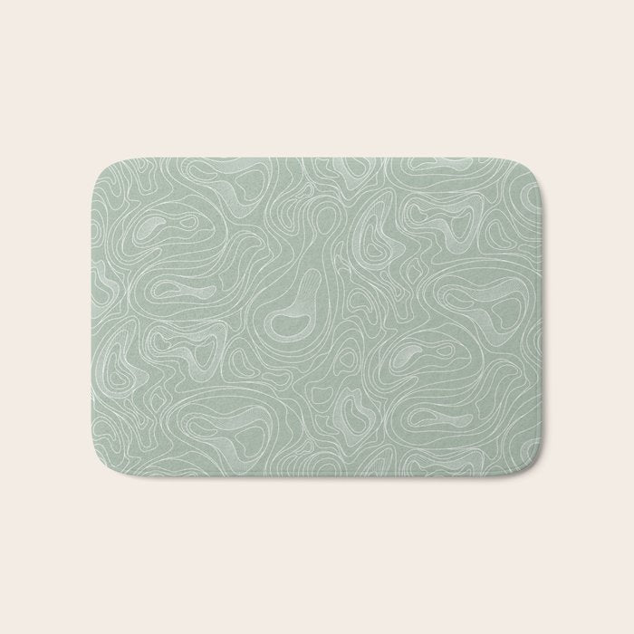 Sage Green Line Art Bath Mat Gallery Image 1