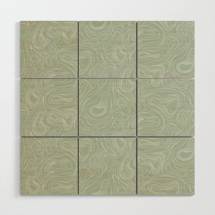 Sage Green Line Art Wood Wall Art Gallery Image 1