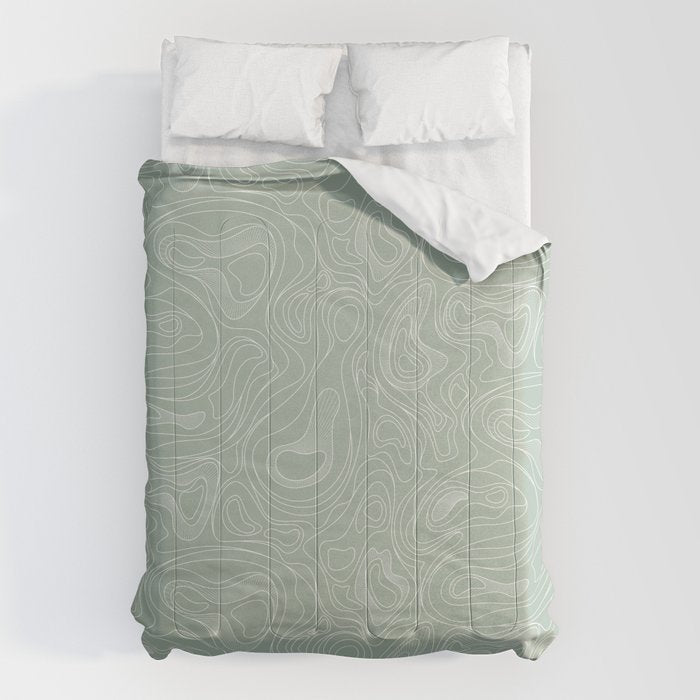 Sage Green Line Art Comforter Gallery Image 6