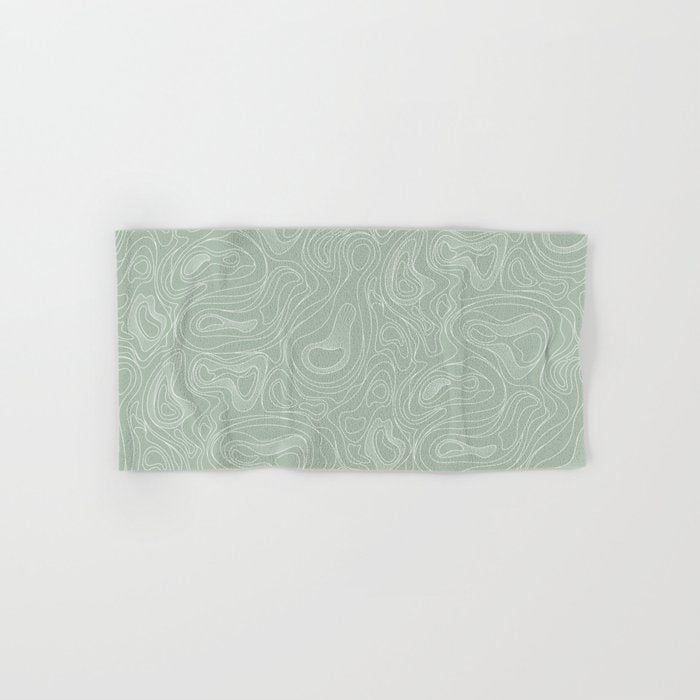 Sage Green Line Art Bath Towel Gallery Image 1
