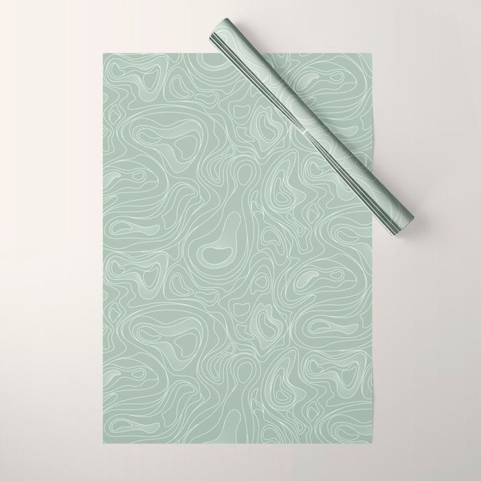 Sage Green Line Art Wrapping Paper Gallery Image 1