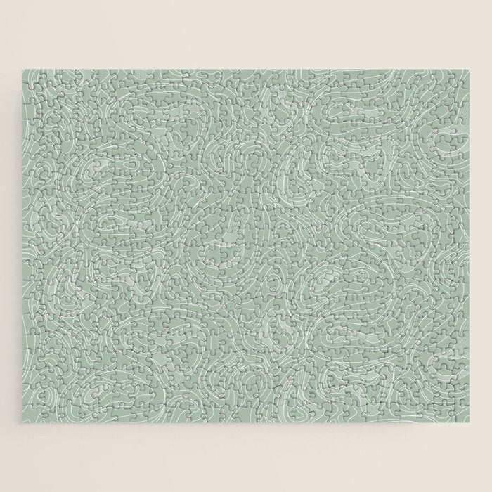 Sage Green Line Art Jigsaw Puzzle Gallery Image 1