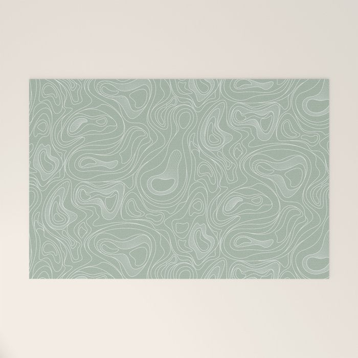 Sage Green Line Art Welcome Mat Gallery Image 1