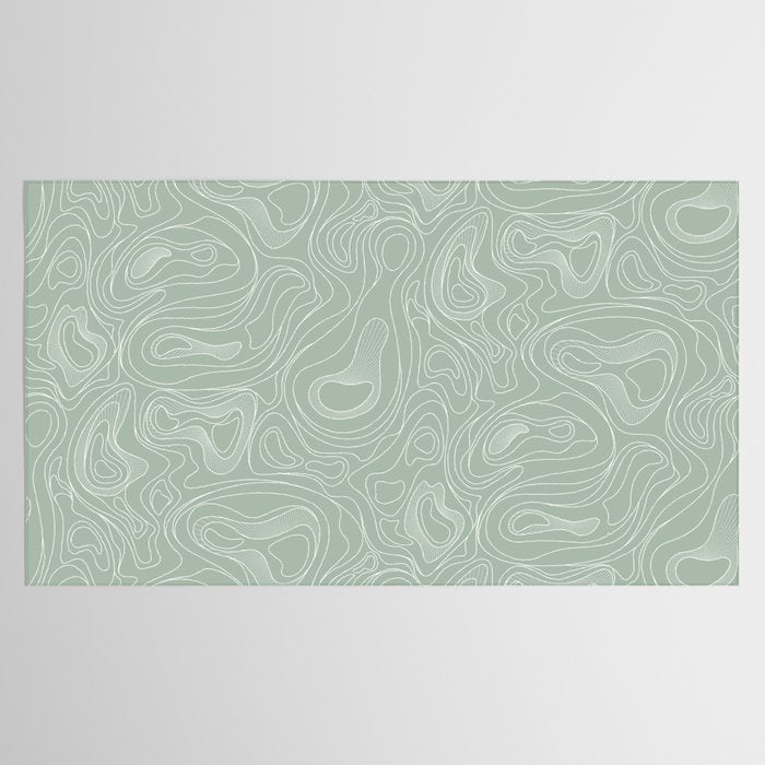 Sage Green Line Art Tablecloth Gallery Image 2