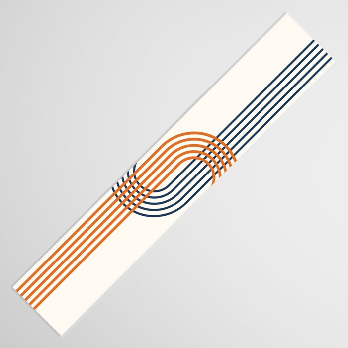 Geometric Lines Rainbow Abstract 5.1 in Navy Blue and Orange Table Runner Gallery Image 3