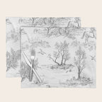 Toile de Jouy Vintage French Black & White Pattern Placemat Gallery Image 1