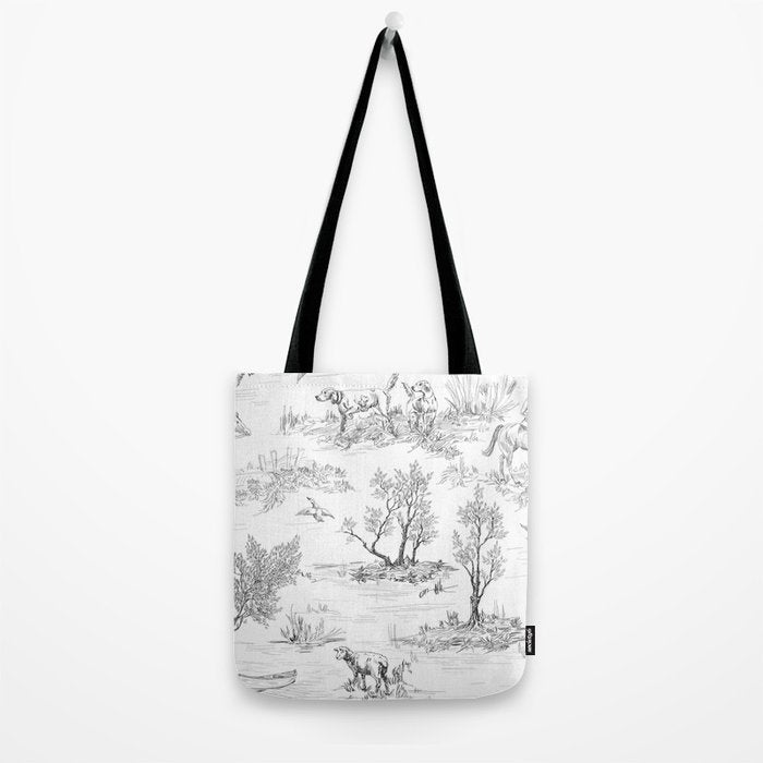Toile de Jouy Vintage French Black & White Pattern Tote Bag Gallery Image 2