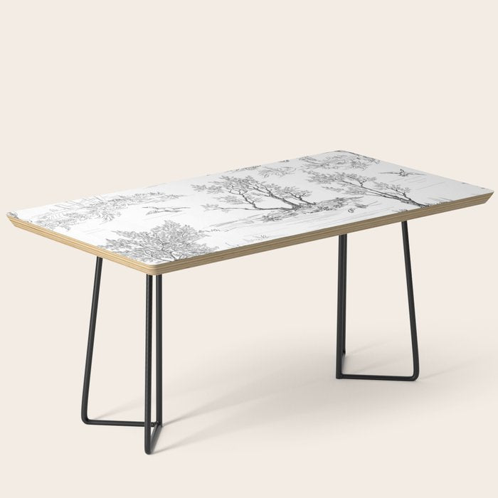 Toile de Jouy Vintage French Black & White Pattern Coffee Table Gallery Image 1