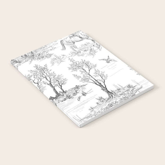 Toile de Jouy Vintage French Black & White Pattern Notebook Gallery Image 2