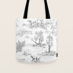 Toile de Jouy Vintage French Black & White Pattern Tote Bag Gallery Image 1