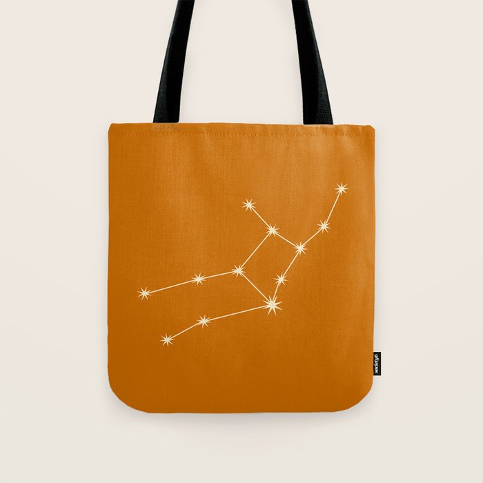 Virgo Zodiac Star Constellation Line Art Orange Tote Bag Gallery Image 1