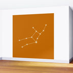 Virgo Zodiac Star Constellation Line Art Orange Wall Mural Gallery Image 2