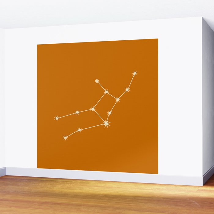 Virgo Zodiac Star Constellation Line Art Orange Wall Mural Gallery Image 2