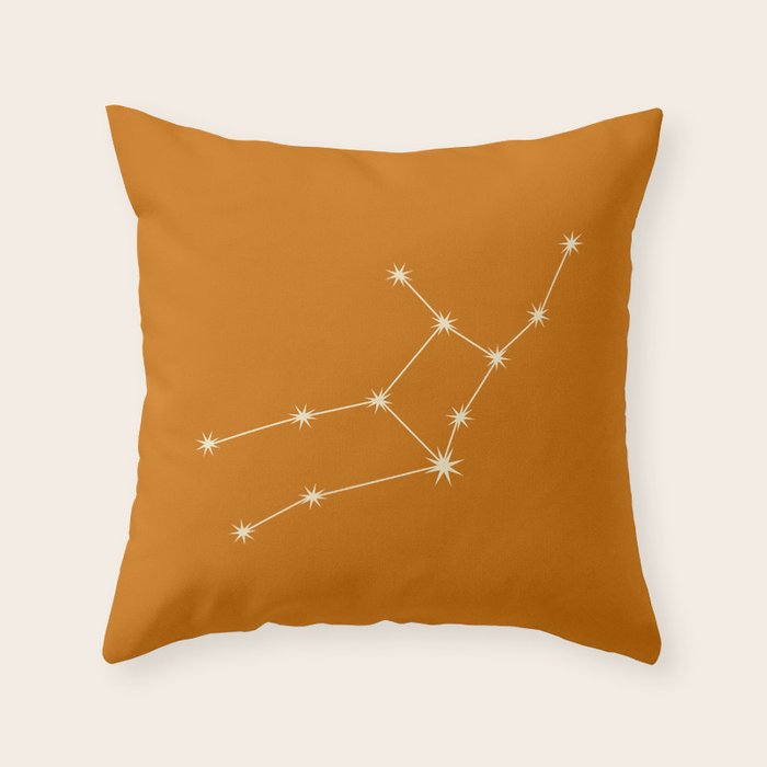 Virgo Zodiac Star Constellation Line Art Orange Throw Pillow Gallery Image 6