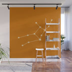 Virgo Zodiac Star Constellation Line Art Orange Wall Mural Gallery Image 1