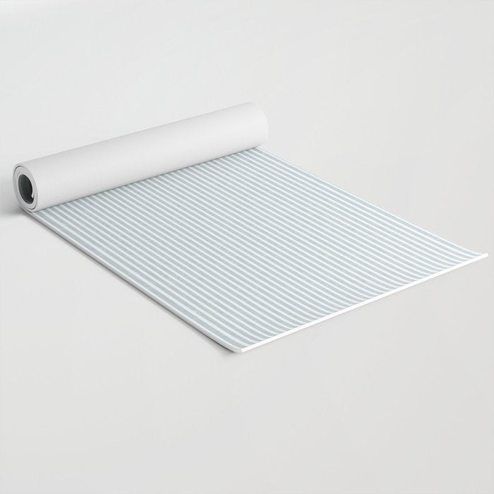 linen textured stripes - dusty blue Yoga Mat Gallery Image 2