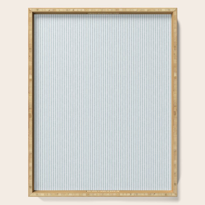 linen textured stripes - dusty blue Serving Tray Gallery Image 1