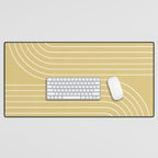 Minimal Line Curvature XXVIII Butter Yellow Mid Century Modern Arch Abstract Desk Mat Gallery Image 1