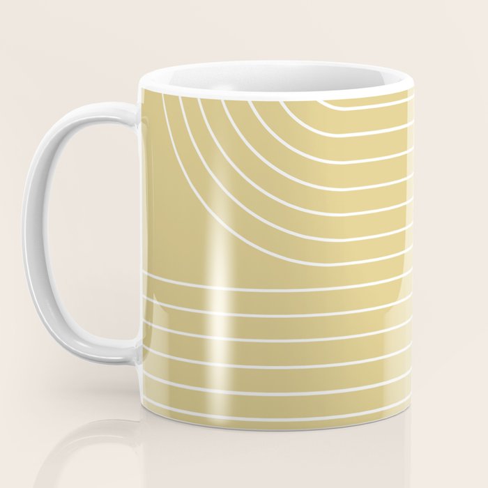 Minimal Line Curvature XXVIII Butter Yellow Mid Century Modern Arch Abstract Coffee Mug Gallery Image 3