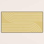 Minimal Line Curvature XXVIII Butter Yellow Mid Century Modern Arch Abstract Desk Mat Gallery Image 3