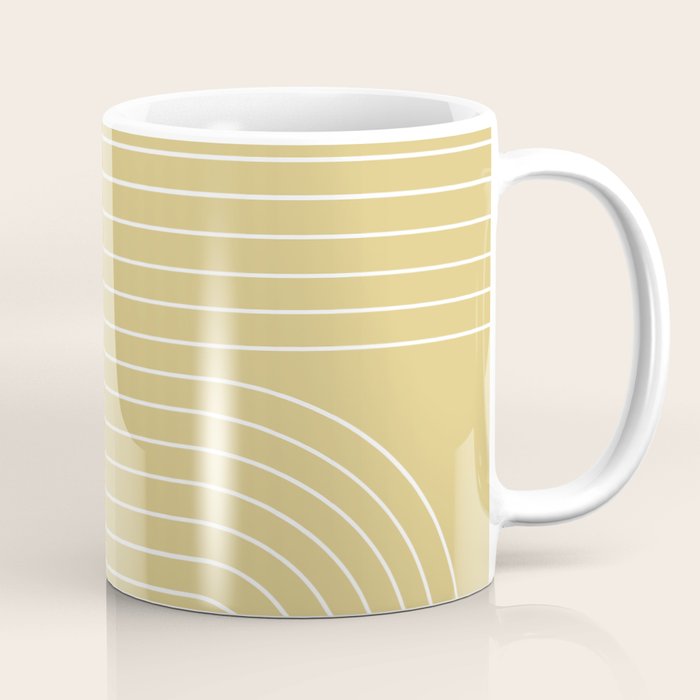 Minimal Line Curvature XXVIII Butter Yellow Mid Century Modern Arch Abstract Coffee Mug Gallery Image 1
