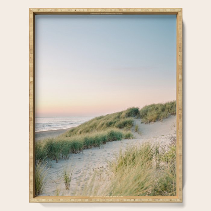 Dunes of Holland | Sunset travel photography | Pastel fine art beach print Serving Tray Gallery Image 1