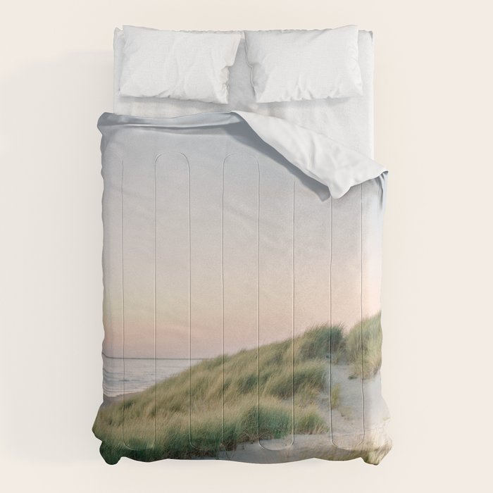 Dunes of Holland | Sunset travel photography | Pastel fine art beach print Comforter Gallery Image 6