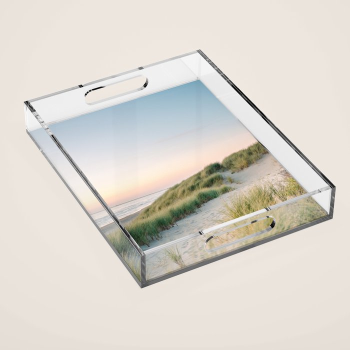 Dunes of Holland | Sunset travel photography | Pastel fine art beach print Acrylic Tray Gallery Image 1