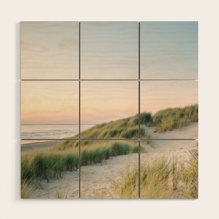 Dunes of Holland | Sunset travel photography | Pastel fine art beach print Wood Wall Art Gallery Image 1