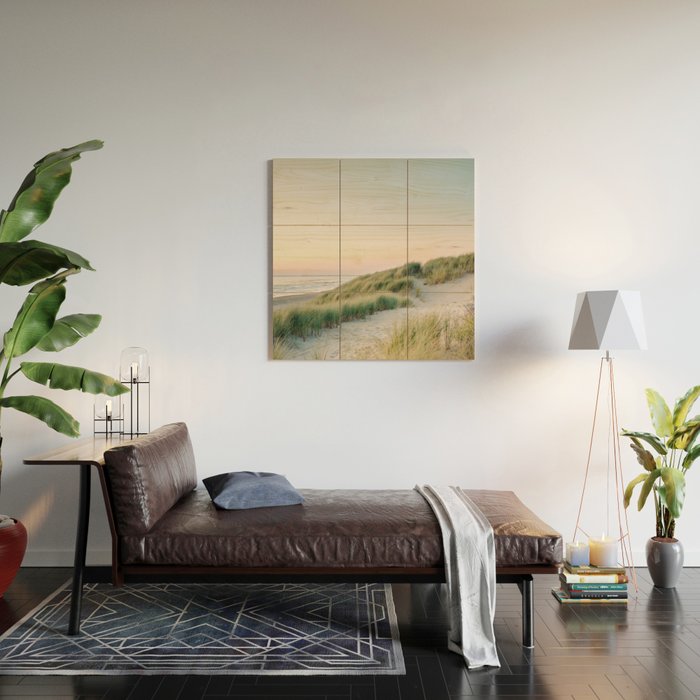 Dunes of Holland | Sunset travel photography | Pastel fine art beach print Wood Wall Art Gallery Image 2