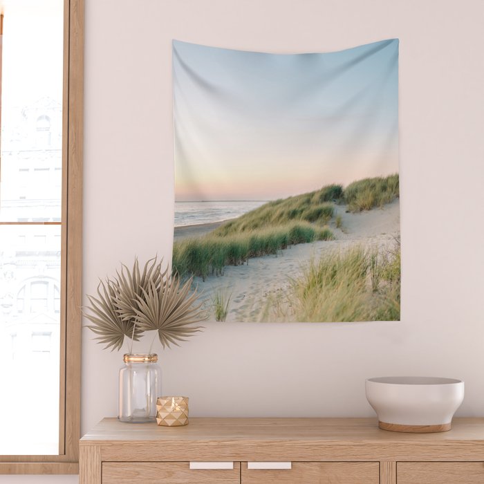 Dunes of Holland | Sunset travel photography | Pastel fine art beach print Wall Tapestry Gallery Image 2