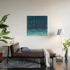 Falling stars, blue, sailboat, ocean Wood Wall Art Gallery Image 2