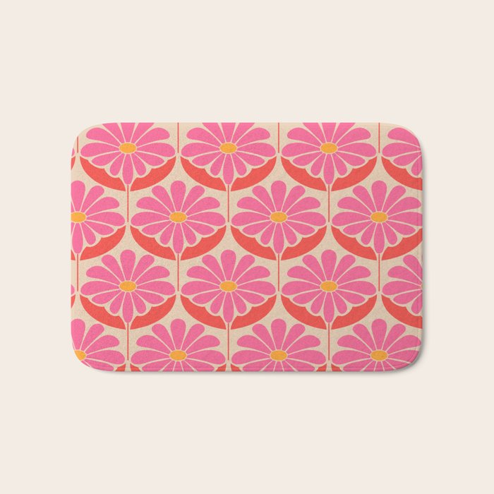 Flower Power - Pink and Red  Bath Mat Gallery Image 1