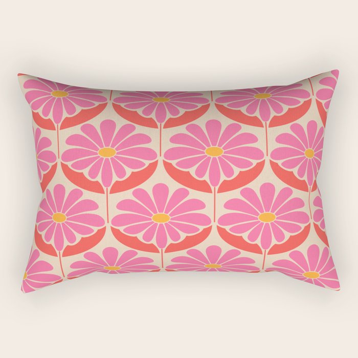 Flower Power - Pink and Red  Rectangular Pillow Gallery Image 1