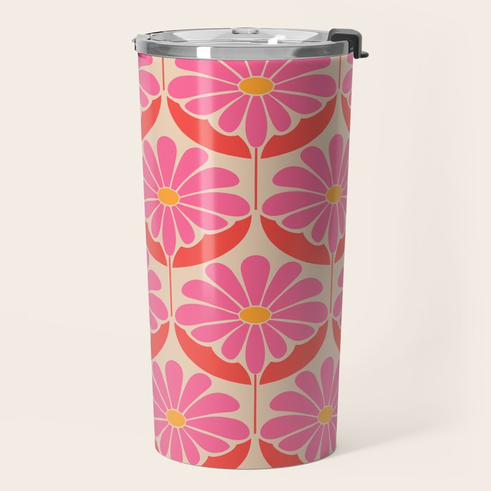 Flower Power - Pink and Red  Travel Mug Gallery Image 2