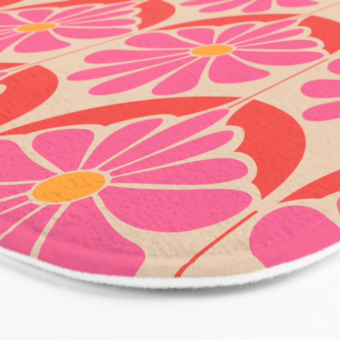 Flower Power - Pink and Red  Bath Mat Gallery Image 3