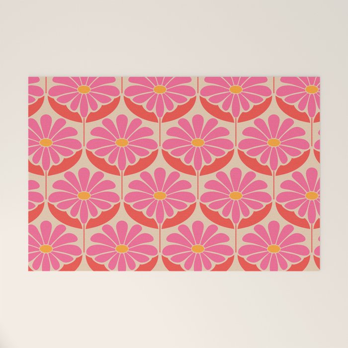 Flower Power - Pink and Red  Welcome Mat Gallery Image 1