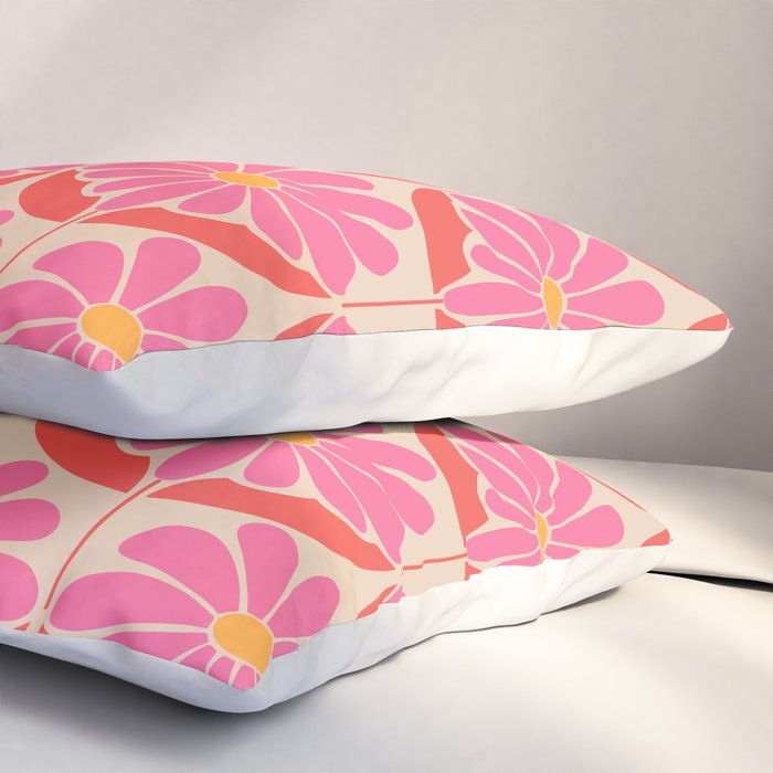 Flower Power - Pink and Red  Pillow Sham Gallery Image 3