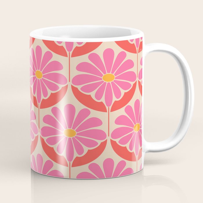 Flower Power - Pink and Red  Coffee Mug Gallery Image 1