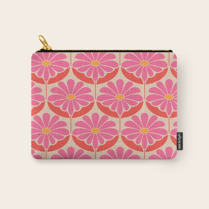 Flower Power - Pink and Red  Carry All Pouch Gallery Image 1