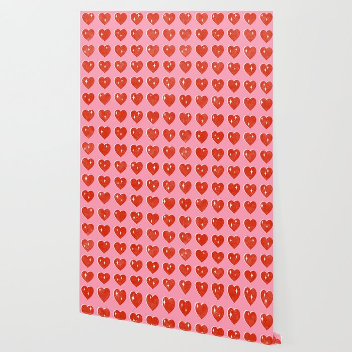 Love Hearts - red on pink Wallpaper Gallery Image 2