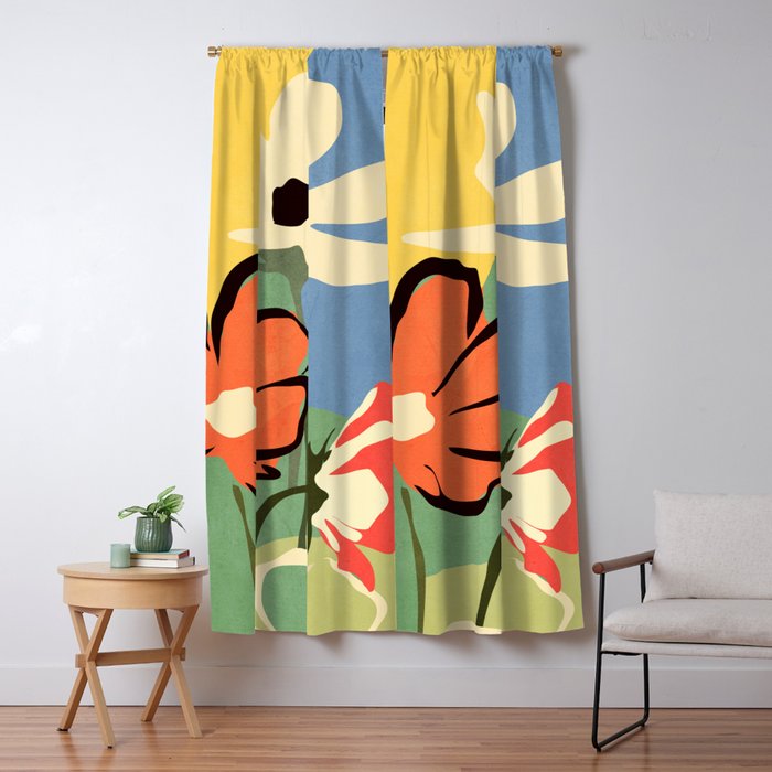 Modern Abstract Art Flowers 14 Window Curtain Gallery Image 1