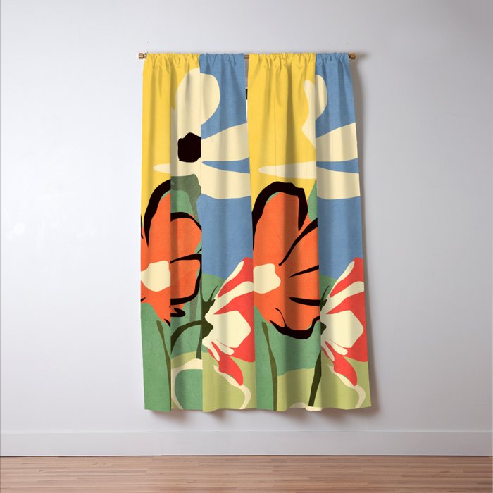 Modern Abstract Art Flowers 14 Window Curtain Gallery Image 3