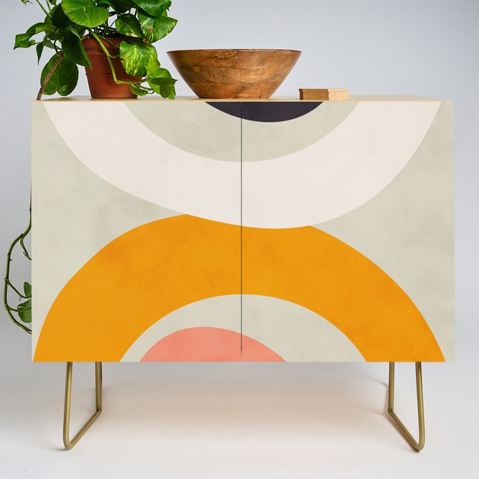 abstract modern geometric art Credenza Gallery Image 1