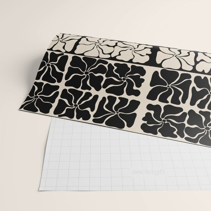 Monochrome Petal Mosaic Pattern Wrapping Paper Gallery Image 2