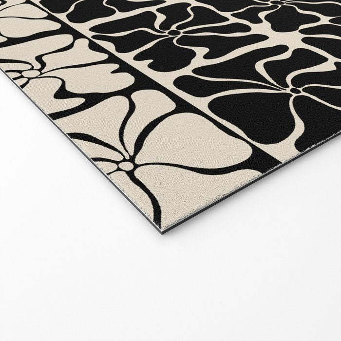 Monochrome Petal Mosaic Pattern Welcome Mat Gallery Image 2