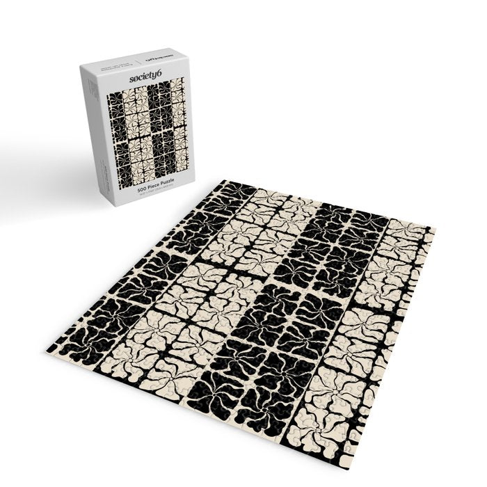 Monochrome Petal Mosaic Pattern Jigsaw Puzzle Gallery Image 2