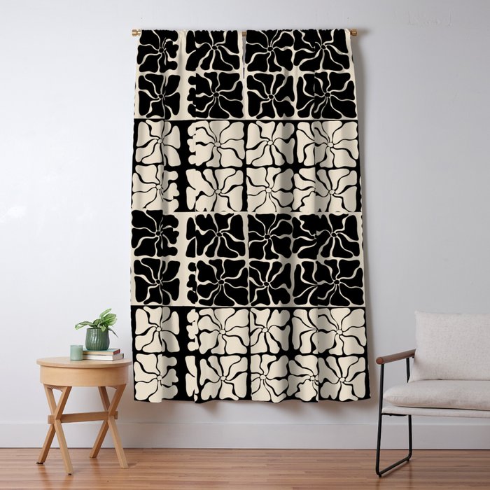 Monochrome Petal Mosaic Pattern Window Curtain Gallery Image 5
