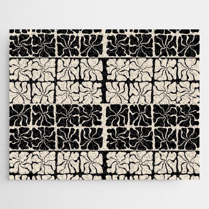 Monochrome Petal Mosaic Pattern Jigsaw Puzzle Gallery Image 1