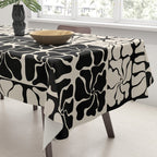 Monochrome Petal Mosaic Pattern Tablecloth Gallery Image 3